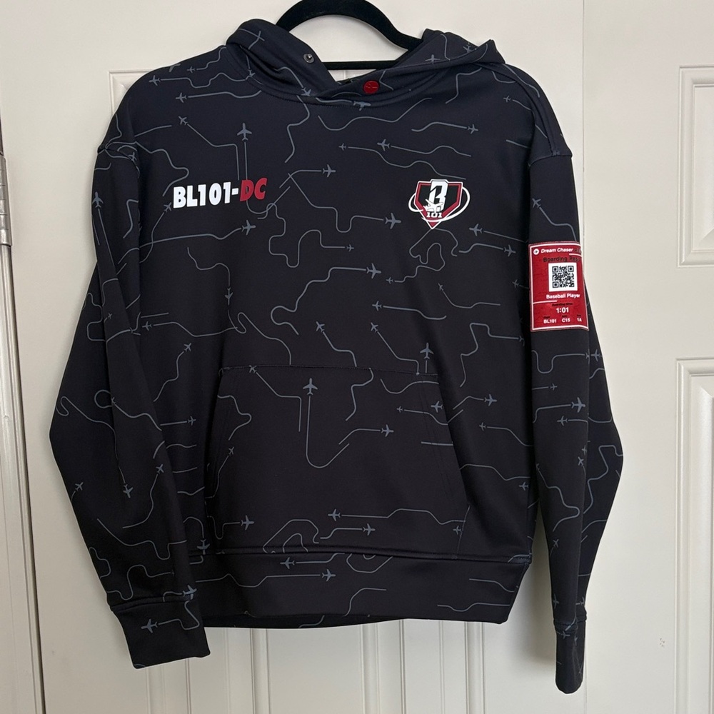 Boys BL101-DC Black Graphic Hoodie with Red Accents